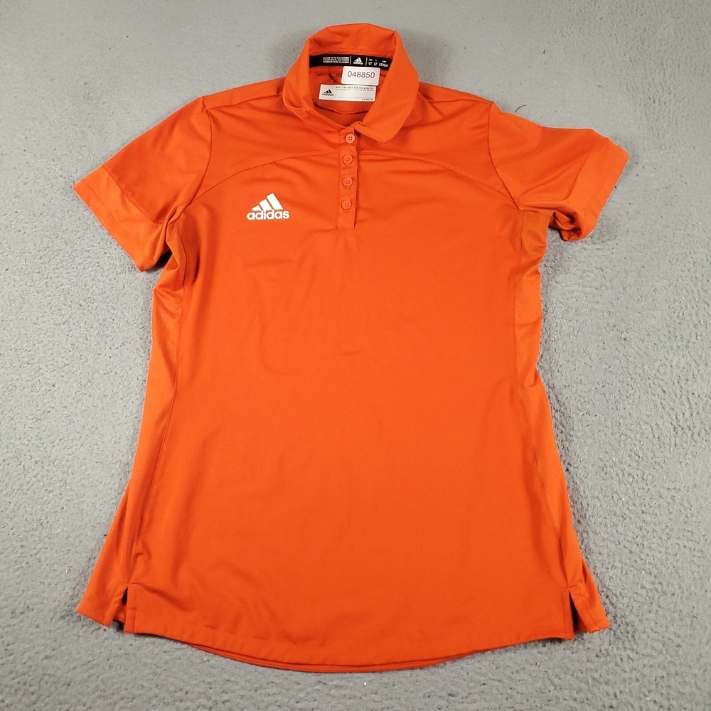 Adidas Polo Shirt Womens Size LT Orange Casual Golf Ladies Short Sleeve - Picture 1 of 6